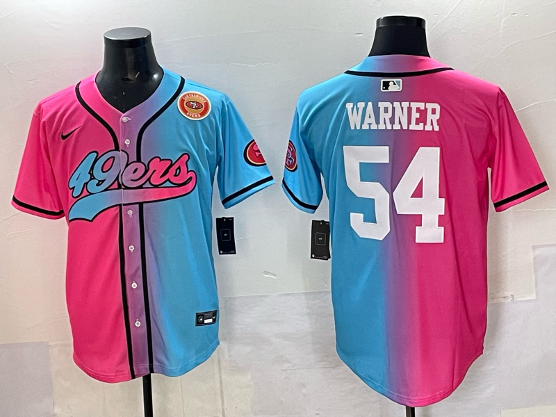 Men 2025 San Francisco 49ers #54 Warner Pink Blue pink Nike Limited NFL Jersey #00 8